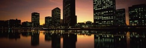 Posterazzi Buildings lit up at dusk Oakland Alameda County California USA Poster Print 36 x 12