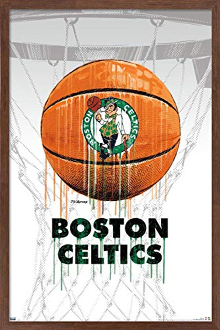 Trends International NBA Boston Celtics - Drip Ball 20 Wall Poster 14_725 x 22_375 Mahogany Framed Version Trends International NBA Boston Celtics - Drip Ball 20 Wall Poster 14_725 x 22_375 Mahogany Framed Version