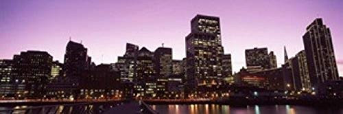 Posterazzi PPI141595L Buildings at the waterfront lit up at dusk San Francisco California USA Poster Print 36 x 12