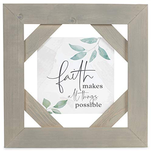 P_ Graham Dunn Faith Makes Possible Green Leaf 14_25 x 14_25 Pine Wood Framed Art Sign
