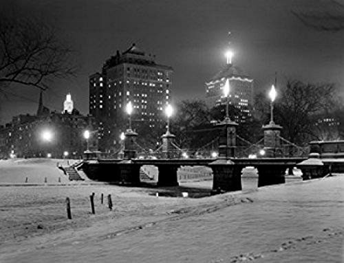 Posterazzi USA Massachusetts Boston Bridge and buildings illuminated Poster Print by night 18 x 24 Posterazzi USA Massachusetts Boston Bridge and buildings illuminated Poster Print by night 18 x 24