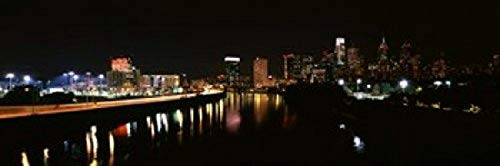 Posterazzi PPI142360L Buildings lit up at the waterfront Philadelphia Schuylkill River Pennsylvania USA Poster Print 36 x 12