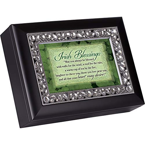 Cottage Garden Irish Blessing Heart My Desire Classic Black Clear Jeweled Music Box Play Wonderful World Cottage Garden Irish Blessing Heart My Desire Classic Black Clear Jeweled Music Box Play Wonderful World
