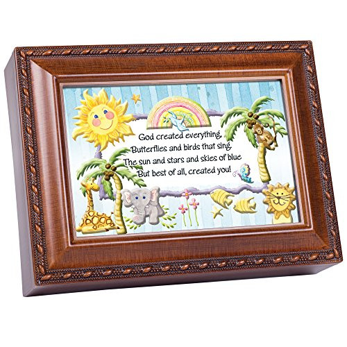 Cottage Garden God Created Everything Woodgrain Rope Trim Jewelry Music Box Plays Jesus Loves Me Cottage Garden God Created Everything Woodgrain Rope Trim Jewelry Music Box Plays Jesus Loves Me