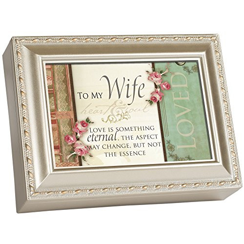 Cottage Garden to My Wife Love Eternal Silvertone Rope Trim Jewelry Music Box Plays Unchained Melody