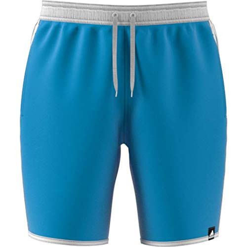 adidas Mens 3-Stripes Classics Short Shock Cyan Medium adidas Mens 3-Stripes Classics Short Shock Cyan Medium