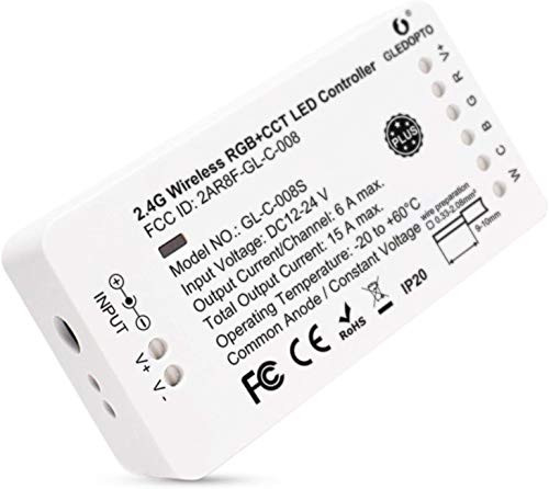 Zigbee Controller Smart LED Strip Light Controller RGBW WW Dimmable Controller DC12-24V 6A MaxChannel Works with Hue AlexaAPP Control 1ID RGB CCT