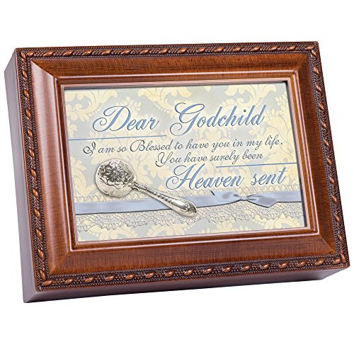 Cottage Garden Dear Godchild So Blessed to Have You Woodgrain Rope Trim Jewelry Music Box Plays Jesus Loves Me Cottage Garden Dear Godchild So Blessed to Have You Woodgrain Rope Trim Jewelry Music Box Plays Jesus Loves Me