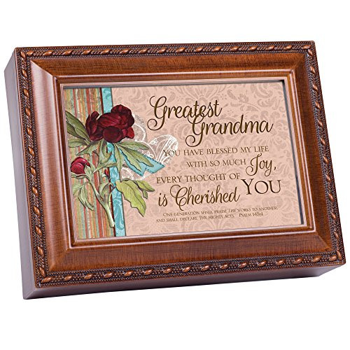 Cottage Garden Greatest Grandma Woodgrain Music BoxJewelry Box Plays How Great Thou Art