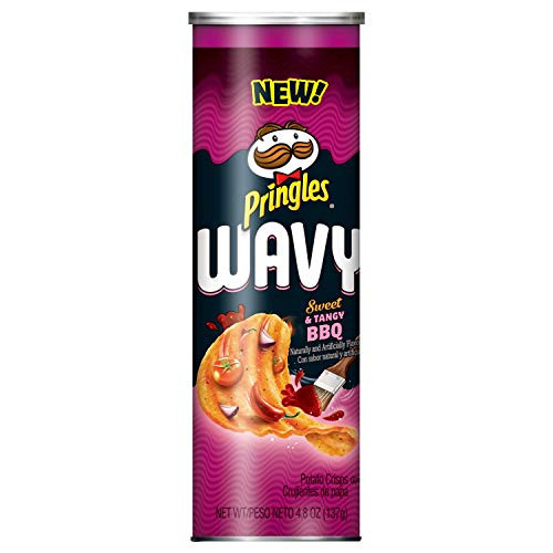 Pringles Wavy Potato Crisps Chips Sweet and Tangy BBQ 4_8oz CanPack of 8