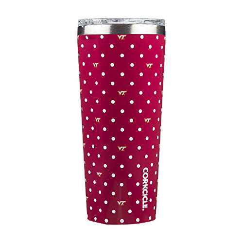 Corkcicle Tumbler - 24oz NCAA Triple Insulated Stainless Steel Travel Mug Virginia Tech University Hokies Polka Dot Corkcicle Tumbler - 24oz NCAA Triple Insulated Stainless Steel Travel Mug Virginia Tech University Hokies Polka Dot