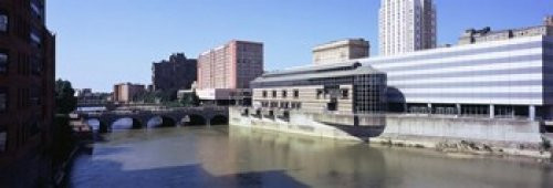 Buildings at the waterfront Genesee River Rochester Monroe County New York State USA 2011 Poster Print 36 x 13
