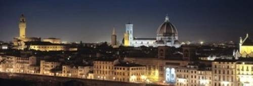 Posterazzi Buildings lit up at night Florence Tuscany Italy Poster Print 36 x 13
