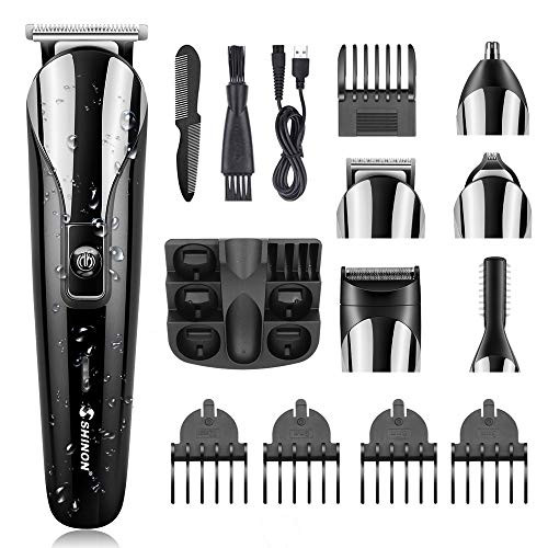 Hair Clippers for Men Beard and Mustache Trimmer Hair Trimmer Grooming kit Mustache Trimmer Body Groomer Trimmer for Nose Ear Facial Hair Rechargable 6 in 1 with Storage Base