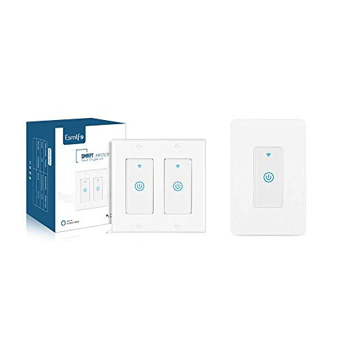 Esmlfe Smart Switch Smart 2_4Ghz WiFi Ligh Switch Compatible with Alexa Google Home and IFTTT with Remote Control and Timer Neutral Wire Needed Single Pole No Hub Required