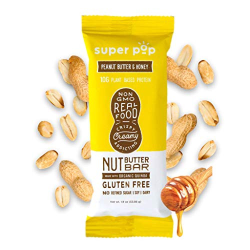Super Pop Snacks Plant Based Protein Bars ?All-Natural Peanut Butter Bars with Organic Whole Foods ?Clean Energy? Gluten Free Soy and Dairy Free 10g Protein Peanut Butter   Honey 12 pack Super Pop Snacks Plant Based Protein Bars ?All-Natural Peanut Butter Bars with Organic Whole Foods ?Clean Energy? Gluten Free Soy and Dairy Free 10g Protein Peanut Butter   Honey 12 pack