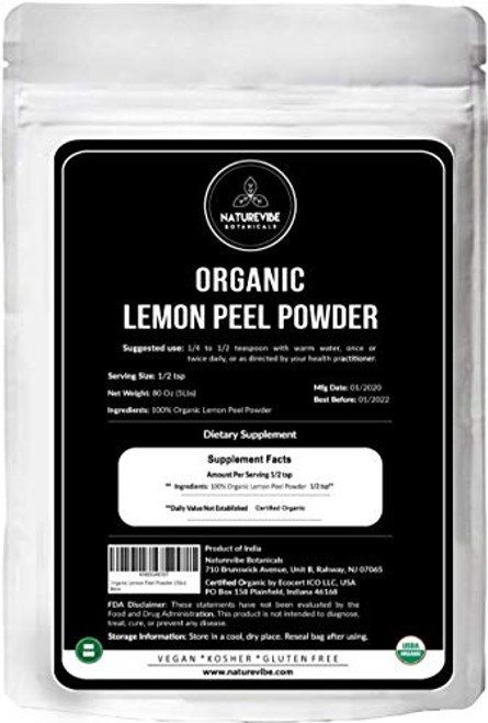 Naturevibe Botanicals USDA Organic Lemon Peel Powder 5lbs  Citrus Lemon - 100 Pure   Natural