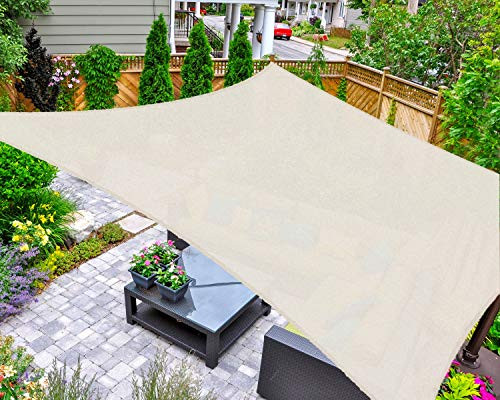 AsterOutdoor Sun Shade Sail Rectangle 10 x 10 UV Block Canopy for Patio Backyard Lawn Garden Outdoor Activities Cream