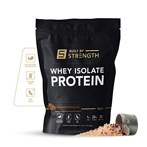 BuiltByStrength Chocolate 100 Whey Isolate Protein - All Natural Whey Isolate Protein Powder - Tastes Great and Dissolves Easily - Gluten Free and Soy Free 25 Servings