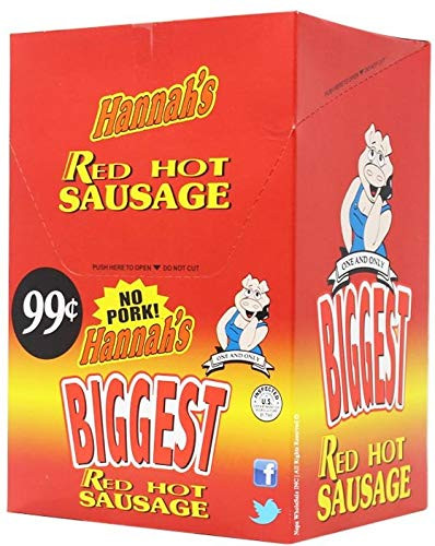 Hannahs Biggest Red Hot Sausage NO PORK 1 box