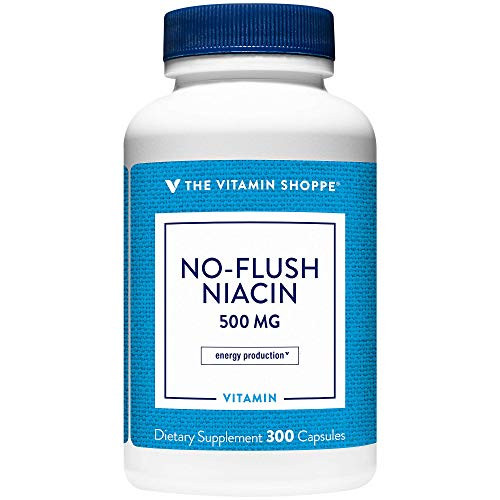 The Vitamin Shoppe No Flush Niacin 500MG Supports Cholesterol Levels Already Within The Normal Range Supports Metabolism Energy Production Once Daily 300 Capsules