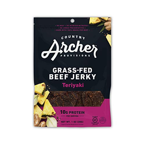 Teriyaki Beef Jerky by Country Archer 100 Grass-Fed Beef Gluten Free 1 Ounce 12 Pack