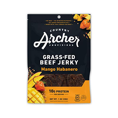 Mango Habanero Beef Jerky by Country Archer 100 Grass-Fed Beef Gluten Free 1 Ounce 12 Pack
