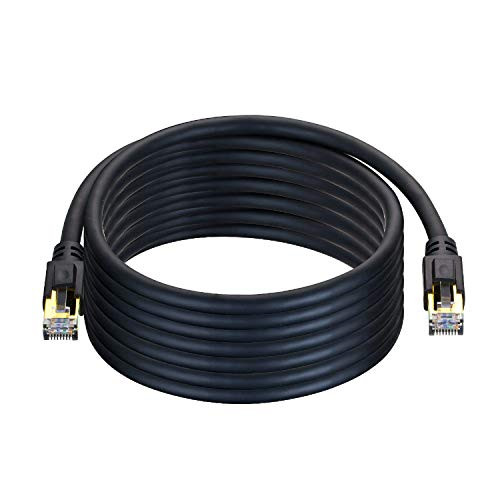 Network Cable Cat8 Ethernet Cable 75FT Shielded 26AWG Cat8 LAN Network Cable 40Gbps 2000Mhz SFTP LAN Cables RJ45 Gold Plated Connector for Indoor Outdoor and Modem Router PCMac Gaming Xbox