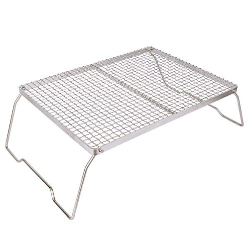 REDCAMP Folding Campfire Grill 304 Stainless Steel Grate Heavy Duty Portable Camping Grill with Legs Carrying Bag Silver Large Mesh