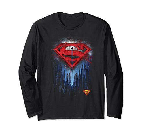 DC Fandome Superman Skyline Logo Long Sleeve T-Shirt
