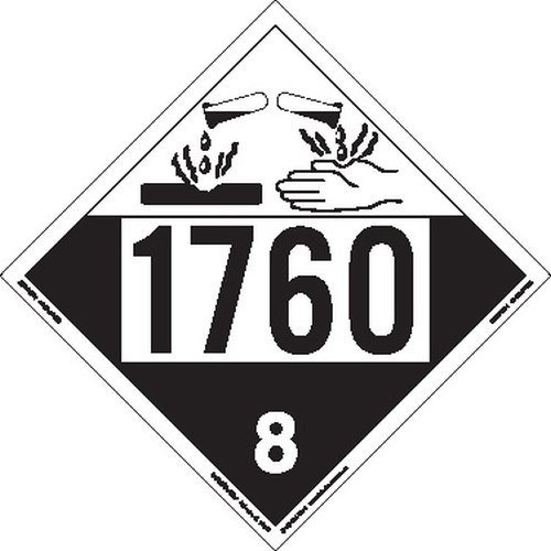 Labelmaster ZVR41760 UN 1760 Corrosive Hazmat Placard, Removable Vinyl (Pack of 25)