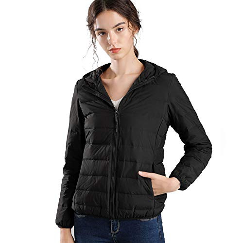 ELFJOY Packable Down Jacket Women Down Coat Winter Coat For Women Black Puffer Coat lightweight down jacket girls coat Black S