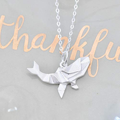 Origami Whale Necklace in Sterling Silver with 16 Chain