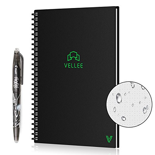 Reusable Smart Erasable Notebook Heat Wet Erase Waterproof Wirebound Notebook Spiral Notebook Wide Ruled Paper Dot Grid Paper Blank Paper Erasable Pen Cloud Storage 96 Pages A5 black