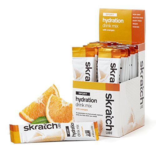 SKRATCH LABS Sport Hydration Drink Mix Oranges 20 single serving packets - Natural Electrolyte Powder Developed for Athletes and Sports Performance Gluten Free Vegan Kosher