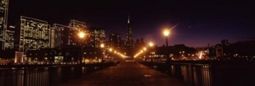 Posterazzi Buildings at the waterfront lit up at night San Francisco California USA Poster Print 36 x 13
