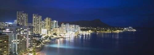 Posterazzi Buildings On The Waterfront Waikiki Honolulu Oahu Hawaii USA Poster Print 36 x 13