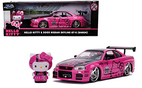 2002 Nissan 2002 Nissan Skyline GT-R with Hello Kitty Hello Kitty - Jada Toys 31613 - 124 Scale Diecast Model Toy Car