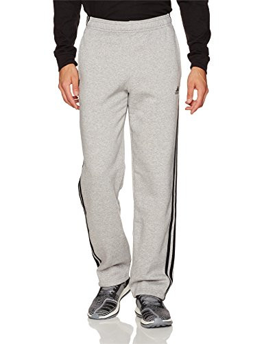 adidas Mens Athletics Essential Cotton 3 Stripe Pants Medium Grey HeatherBlack Small