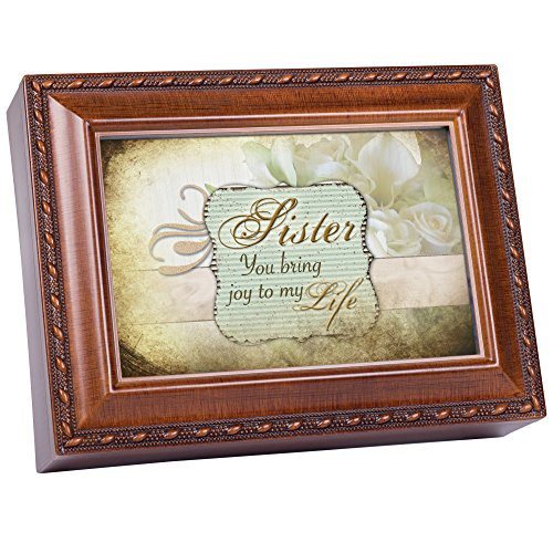Cottage Garden Sister Woodgrain Music BoxJewelry Box Plays Light Up My Life