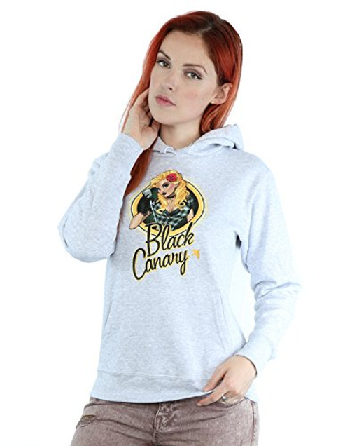 DC Comics Womens Bombshells Black Canary Badge Hoodie X-Small Heather Grey