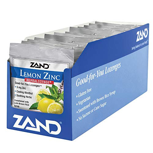 Zand HerbaLozenge Lemon Zinc  Throat Lozenges  No Corn Syrup No Cane Sugar No Colors  15 Lozenge 12 Bags