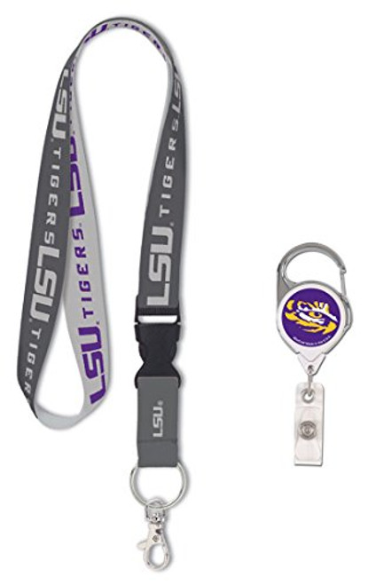 WinCraft Bundle 2 Items Louisiana State LSU Tigers 1 Premium Lanyard Charcoal Edition and 1 Premium Badge Reel WinCraft Bundle 2 Items Louisiana State LSU Tigers 1 Premium Lanyard Charcoal Edition and 1 Premium Badge Reel