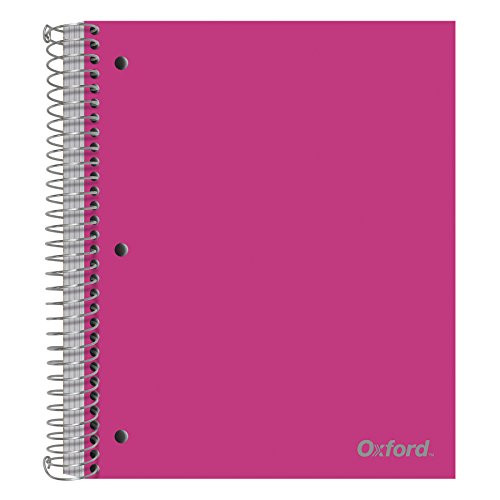 Oxford 5-Subject Poly Notebook, 8-1/2" x 10-1/2", Wide Rule, 200 Sheets, 5 Poly Divider Pockets (10587)