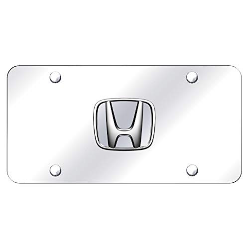 Au-TOMOTIVE GOLD Honda Chrome Logo on Chrome License Plate - No Black Fill Au-TOMOTIVE GOLD Honda Chrome Logo on Chrome License Plate - No Black Fill