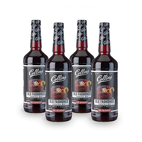 Collins Old Fashioned Mix Made With Real Brown and Sugar Cherry Juice With Natural Flavors Classic Cocktail Recipe Ingredient 4 Packs 32 fl oz
