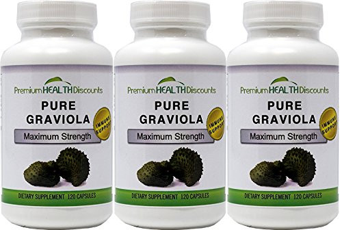 Pure Graviola Soursop Capsules 1000 mg per Serving 3 Bottle Pack AKA Soursop Fruit High Antioxidants Anti-Inflammation Pure Graviola Soursop Capsules 1000 mg per Serving 3 Bottle Pack AKA Soursop Fruit High Antioxidants Anti-Inflammation