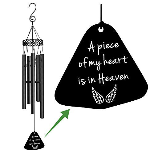 Memorial Wind Chimes for Loss of Loved One Prime Sympathy Gifts Loss of Dad Mom Wife Husband Son Daughter Rememberance Large Angel Windchimes Outside Garden Yard A Piece of My Heart is in Heaven