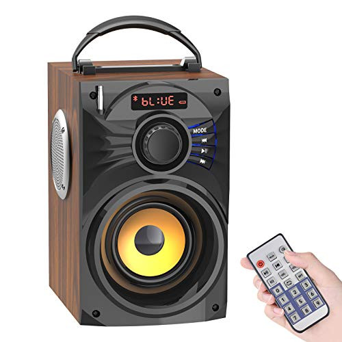 Portable Bluetooth Speakers with Subwoofer Rich Bass Wireless Speakers Support Remote Control FM Radio TF Card LCD Display OutdoorIndoor Party Speakers for Home PC Camping Travel