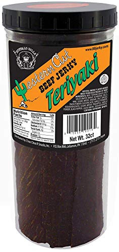 Buffalo Bills 16oz Teriyaki Western Cut Jar Jerky 32 thin-sliced beef jerky strips per jar